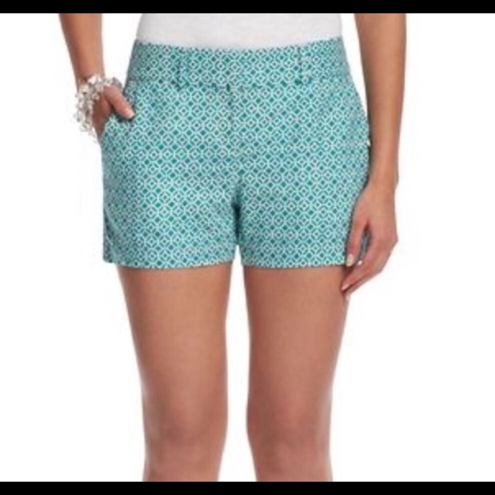LOFT Teal Patterned Cotton Shorts